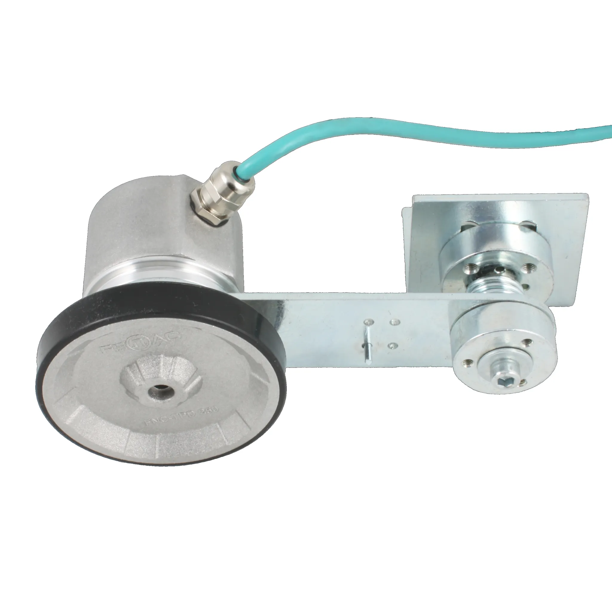 Инкрементальный энкодер D=50мм с мерным колесом L=250мм, онтактная поверхность - резина, профиль гладкий, 1имп/1мм, 5…30VDC, выход HTL, IP64, -20…+85°C, радиальный кабель 2м