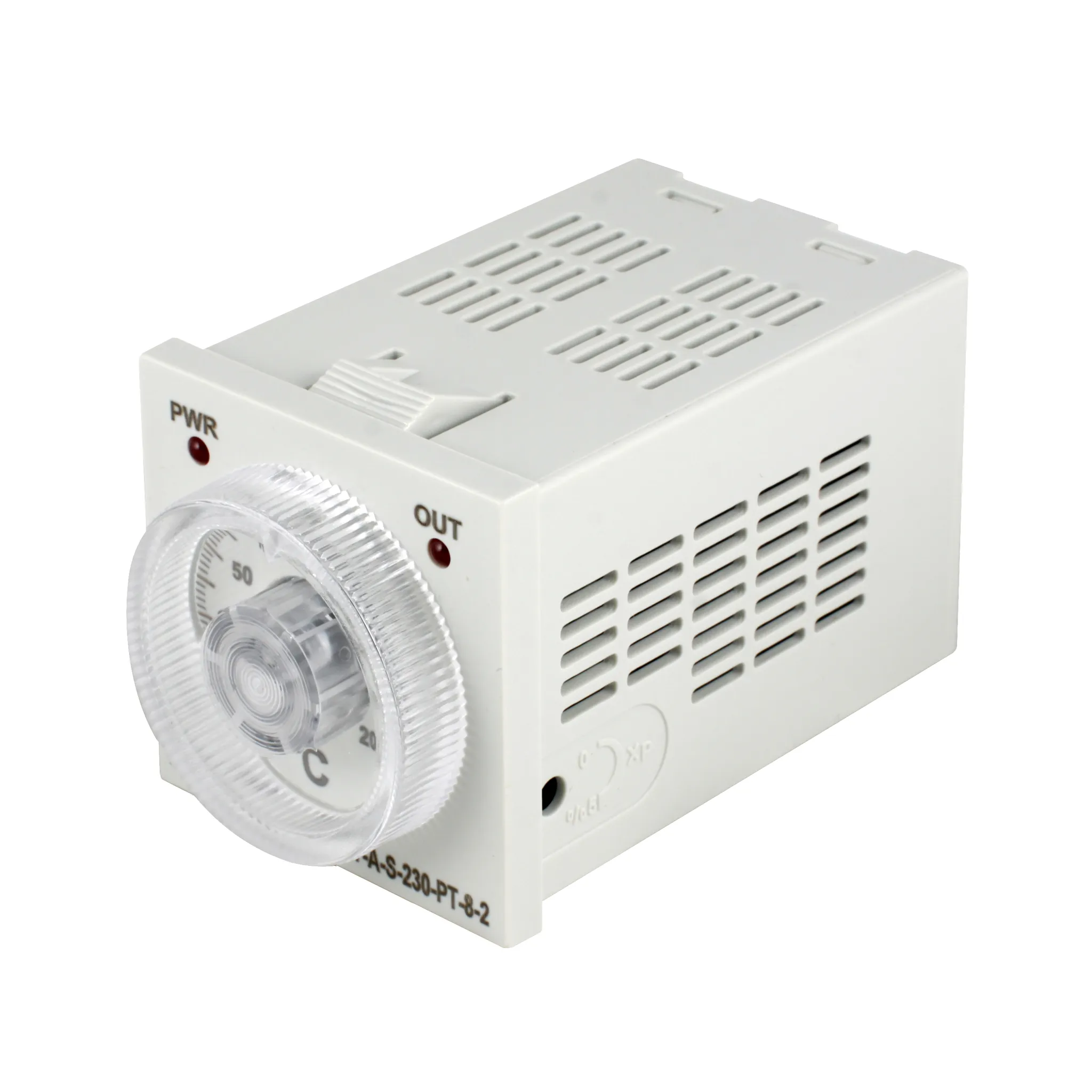 Температурный контроллер с аналоговым управлением, 48х48х82 мм,вход Pt100, 0...200C, выход реле, ON/OFF, 230VAC, электросоединение под розетку 8pin