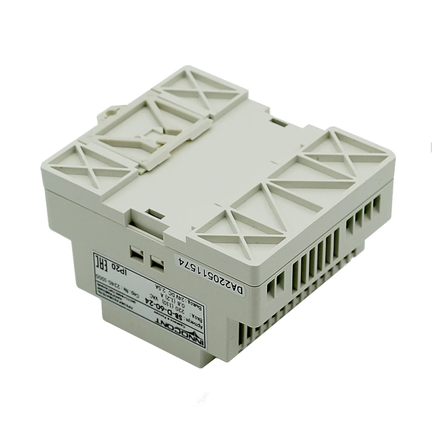 Источник питания INNOCONT. Вход: 220VAC, 0.8А, выход: 60W, 24VDC, 2.5A,-10 +50С, IP20, типы защиты: КЗ, перегрузка, перенапряжение SB-D-60-24