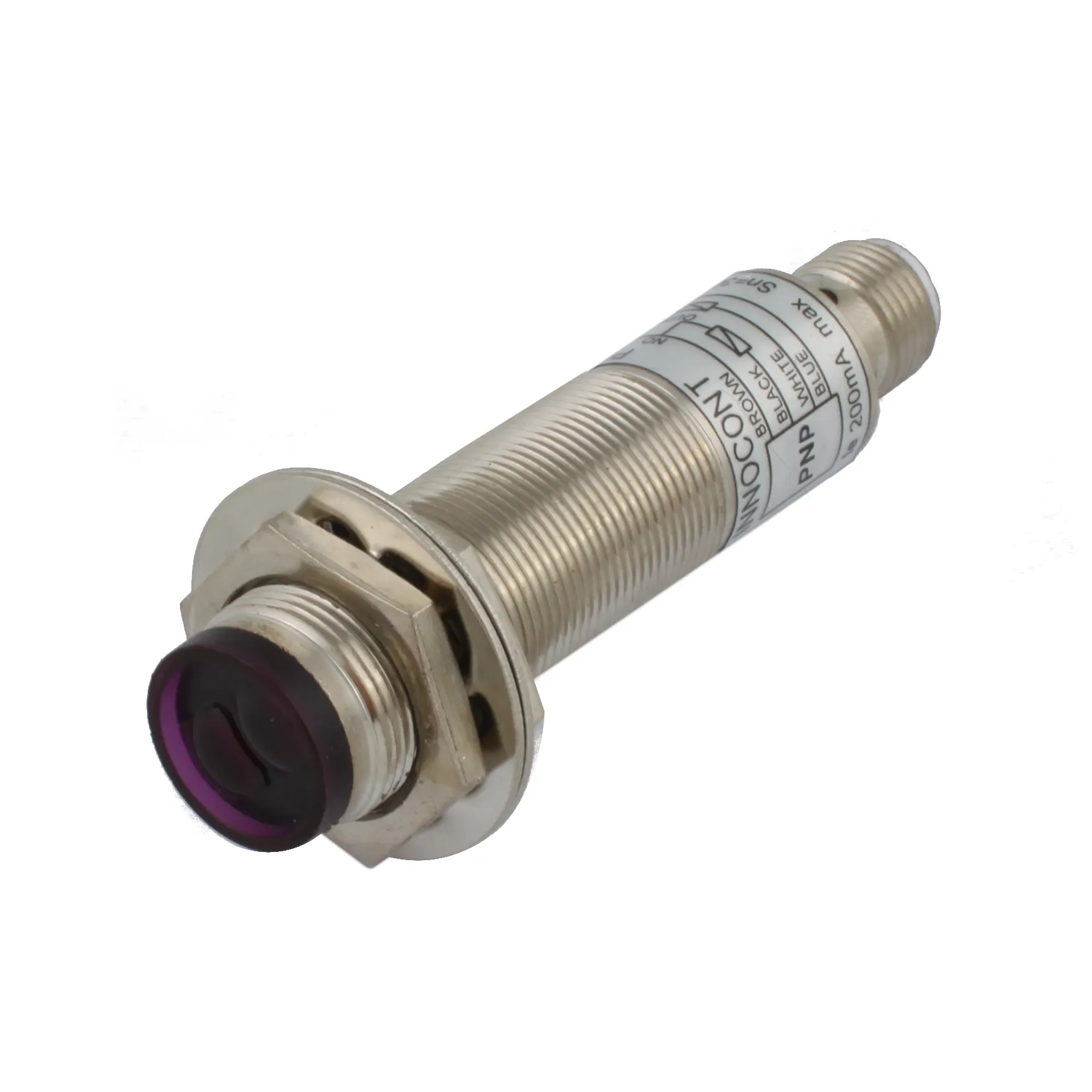 INNOCONT Фотодатчик диффузионный, М18x1, зона срабатывания до 30 см, -10 +60 С, 12…24 VDC, IP67, выход: PNP NO + NC, макс. ток 200 мА, время реакции 3 мс, разъем М12 PESL-D18-POC30D (connector)