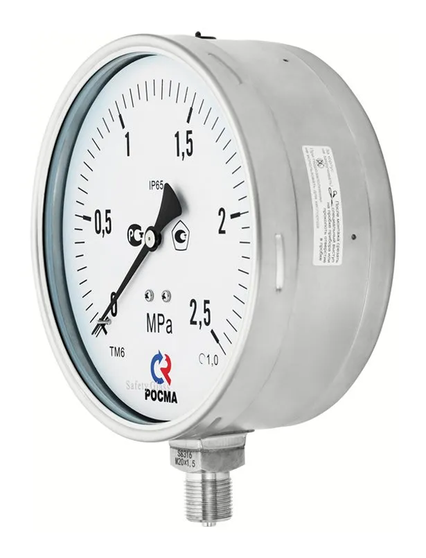 Манометры ТМ-521 Б и ТМ-621 Б кор­ро­зи­он­но­стой­кие виб­ро­ус­той­чи­вые, бе­зо­пас­ное ис­пол­не­ние