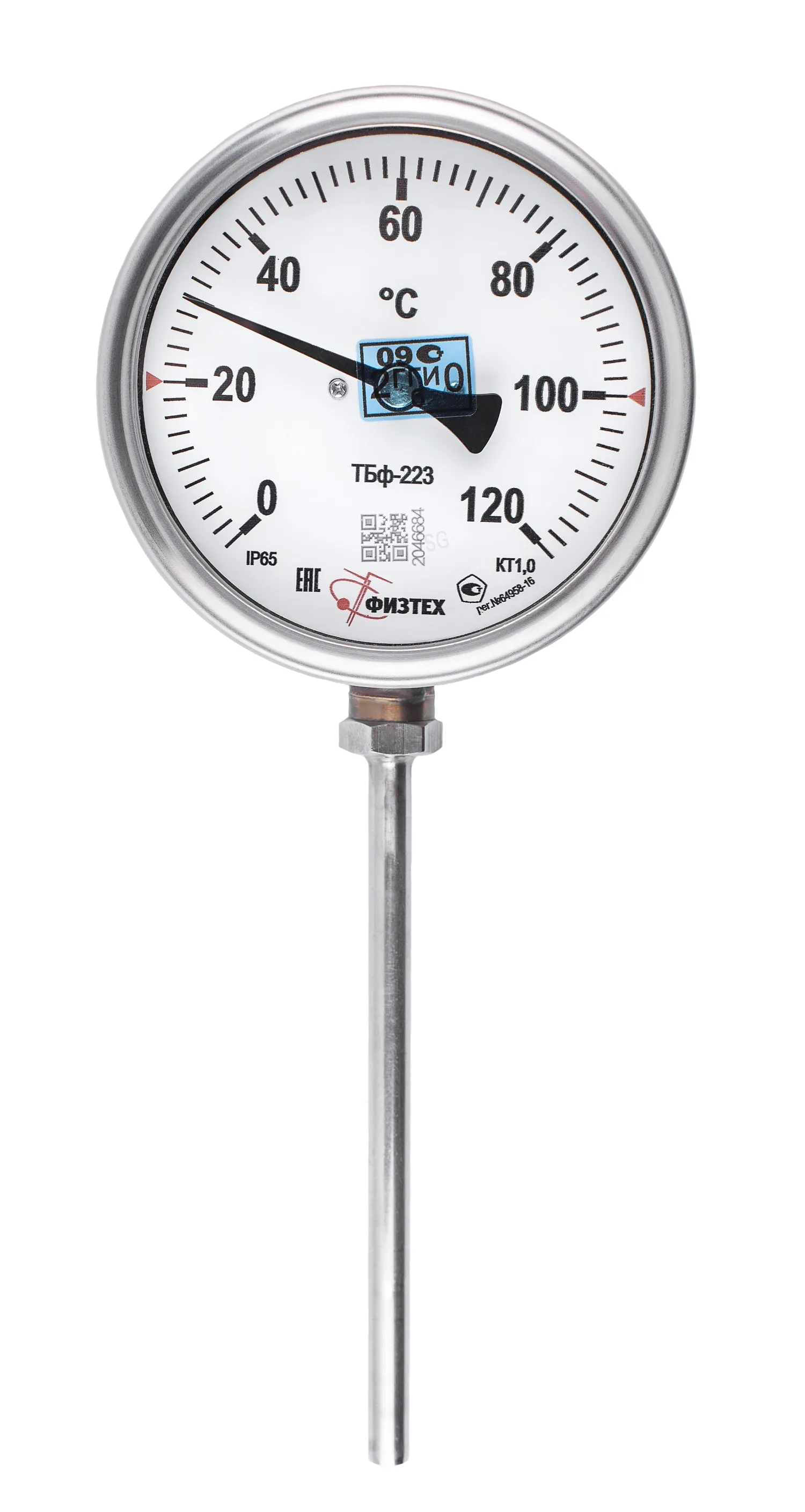 Термометры биметаллические коррозионностойкие ТБф-223 IP65 с возможностью гидрозаполнения (Диаметр: 100 мм, 160 мм)