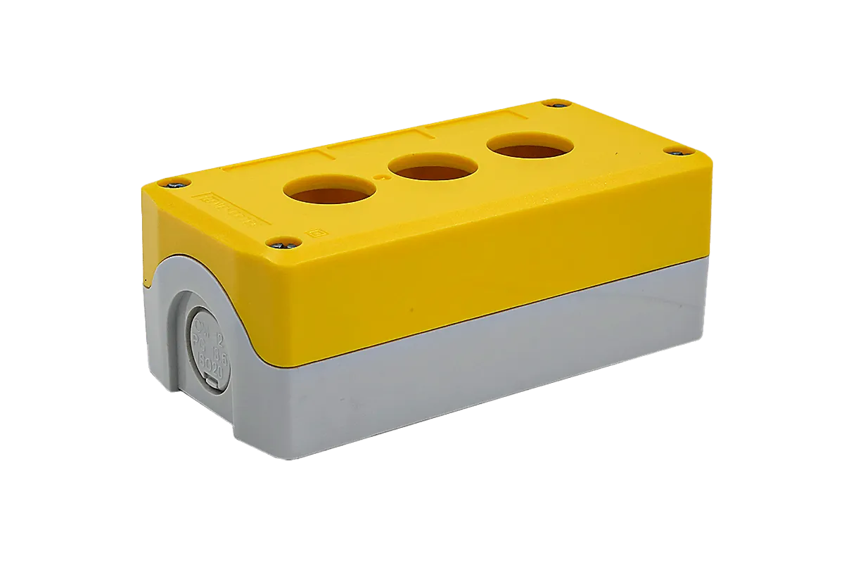 Корпус кнопочного поста, 3 места, желтый, IP67