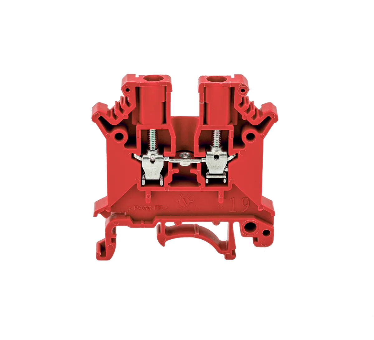 Клемма винтовая проходная, 2.5 мм², красная