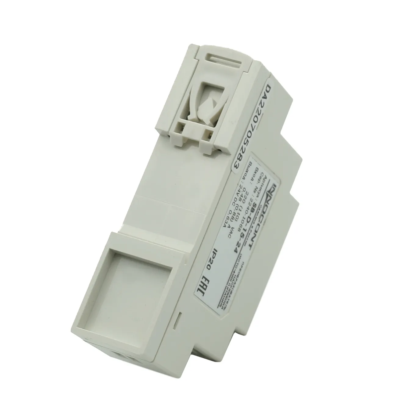 Источник питания INNOCONT. Вход: 220VAC, 0.48А, выход: 15W, 24VDC, 0.63A, -10 +50С, IP20, типы защиты: КЗ, перегрузка, перенапряжение SB-D-15-24