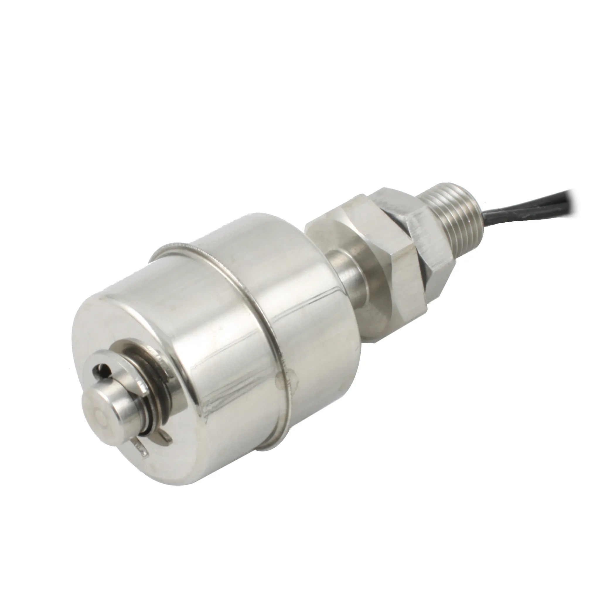 Поплавковый датчик уровня жидкости, вертикальное исполнение, -20 +120 С, соединение- резьба 1/8"PF нерж. сталь, кабель 500 мм, поплавок D=28 мм нерж. сталь