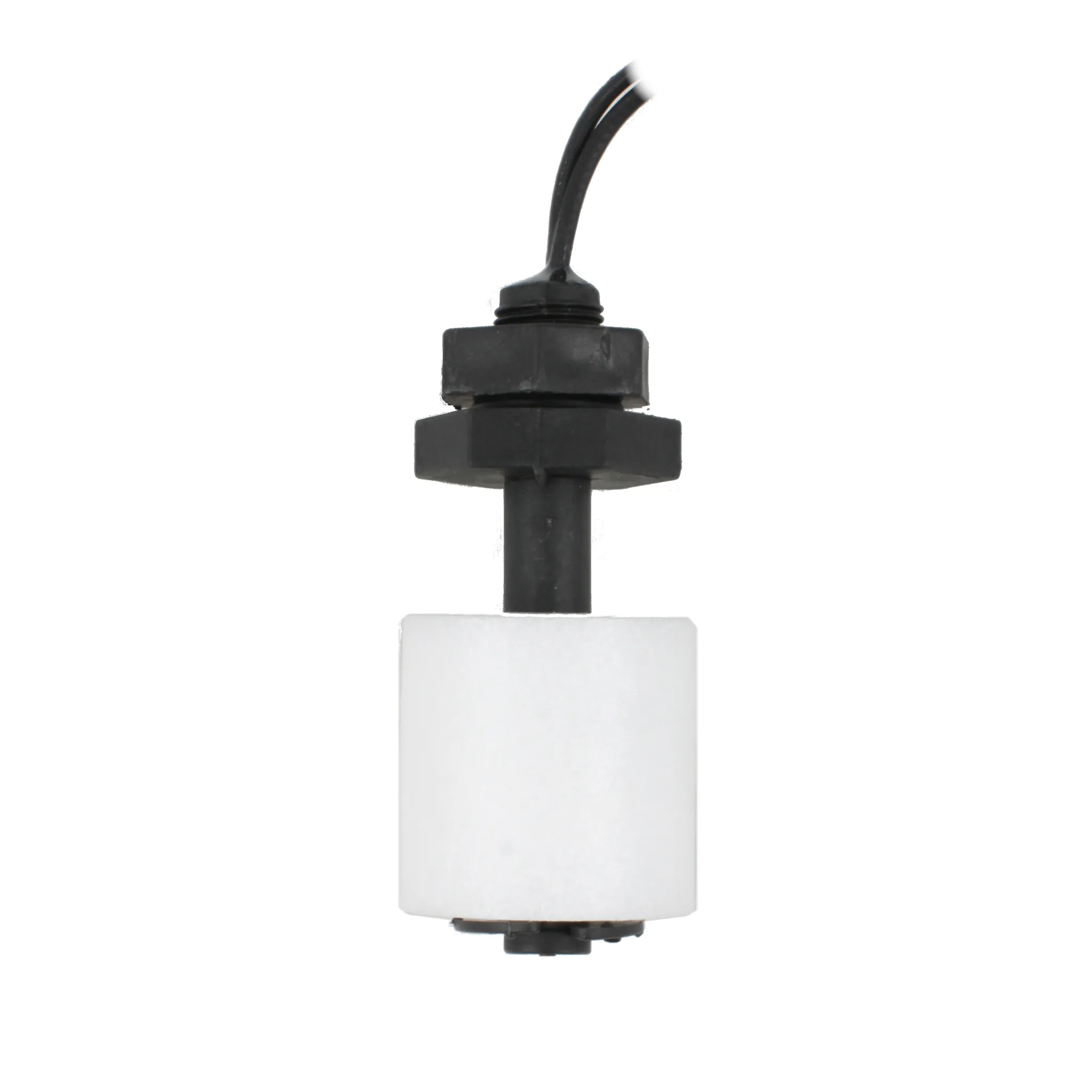 Поплавковый датчик уровня жидкости, вертикальное исполнение, -20 +80 С, соединение- резьба 1/8"PF полипропилен, кабель 500 мм, поплавок D=25 мм полипропилен