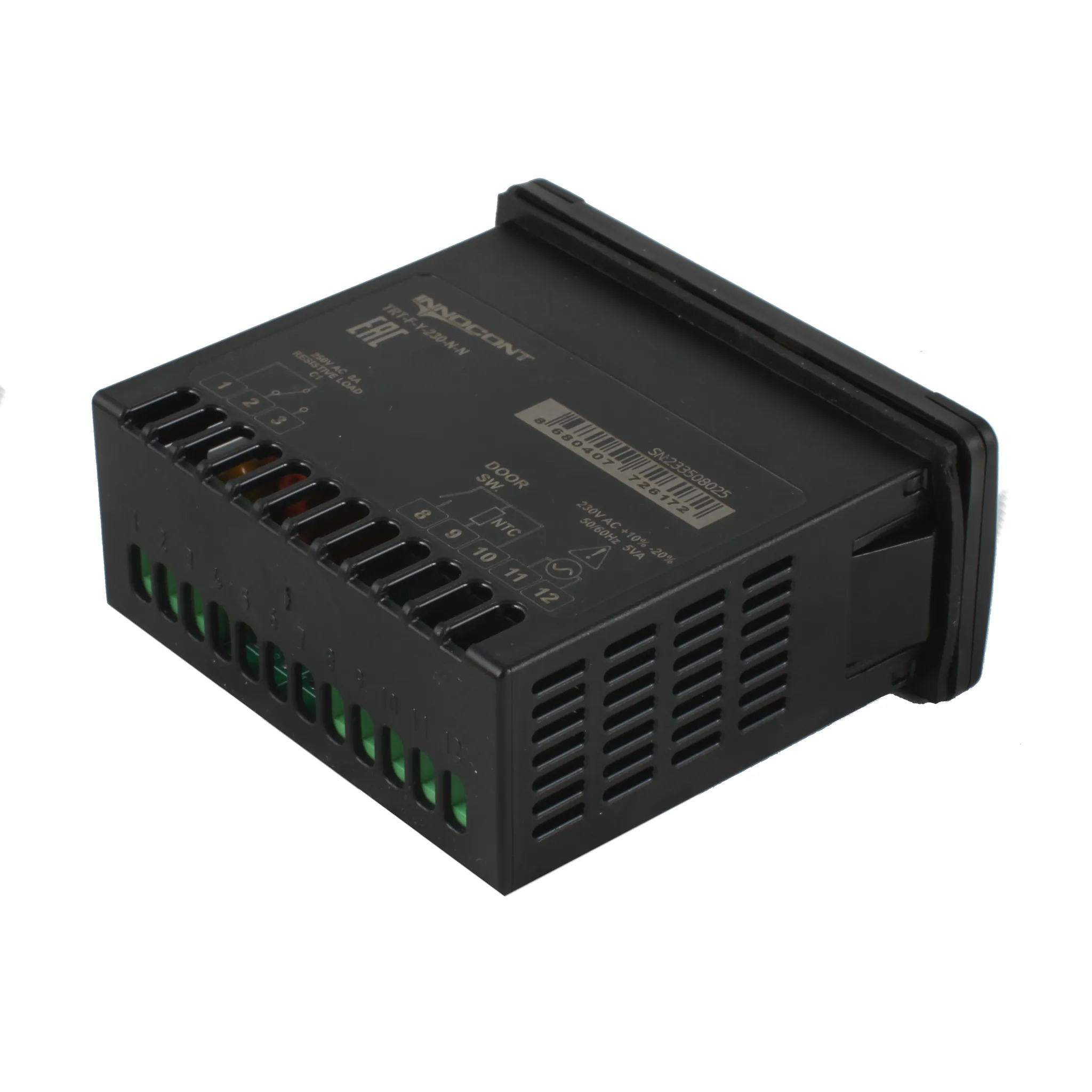 Температурный контроллер для управления охлаждением/размораживанием, 4 разряда, 77х35х61 мм, NTC, выход реле на компрессор, ON/OFF, 230VAC, встроенный фиксатор