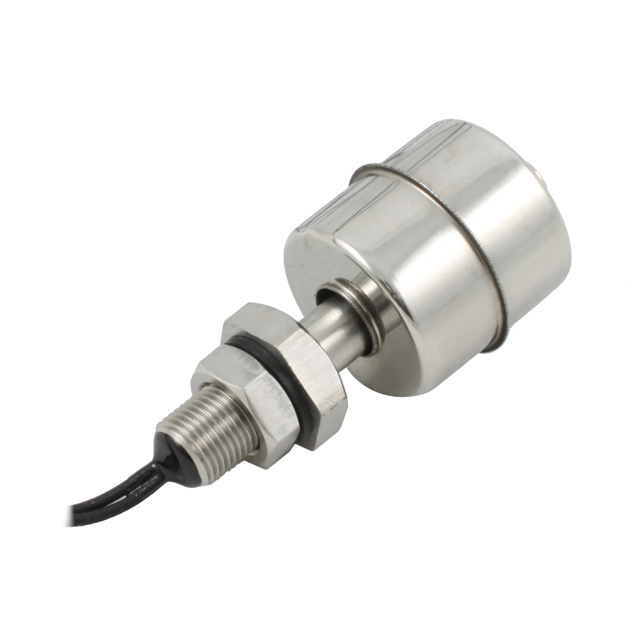 Поплавковый датчик уровня жидкости, вертикальное исполнение, -20 +120 С, соединение- резьба 1/8"PF нерж. сталь, кабель 500 мм, поплавок D=28 мм нерж. сталь