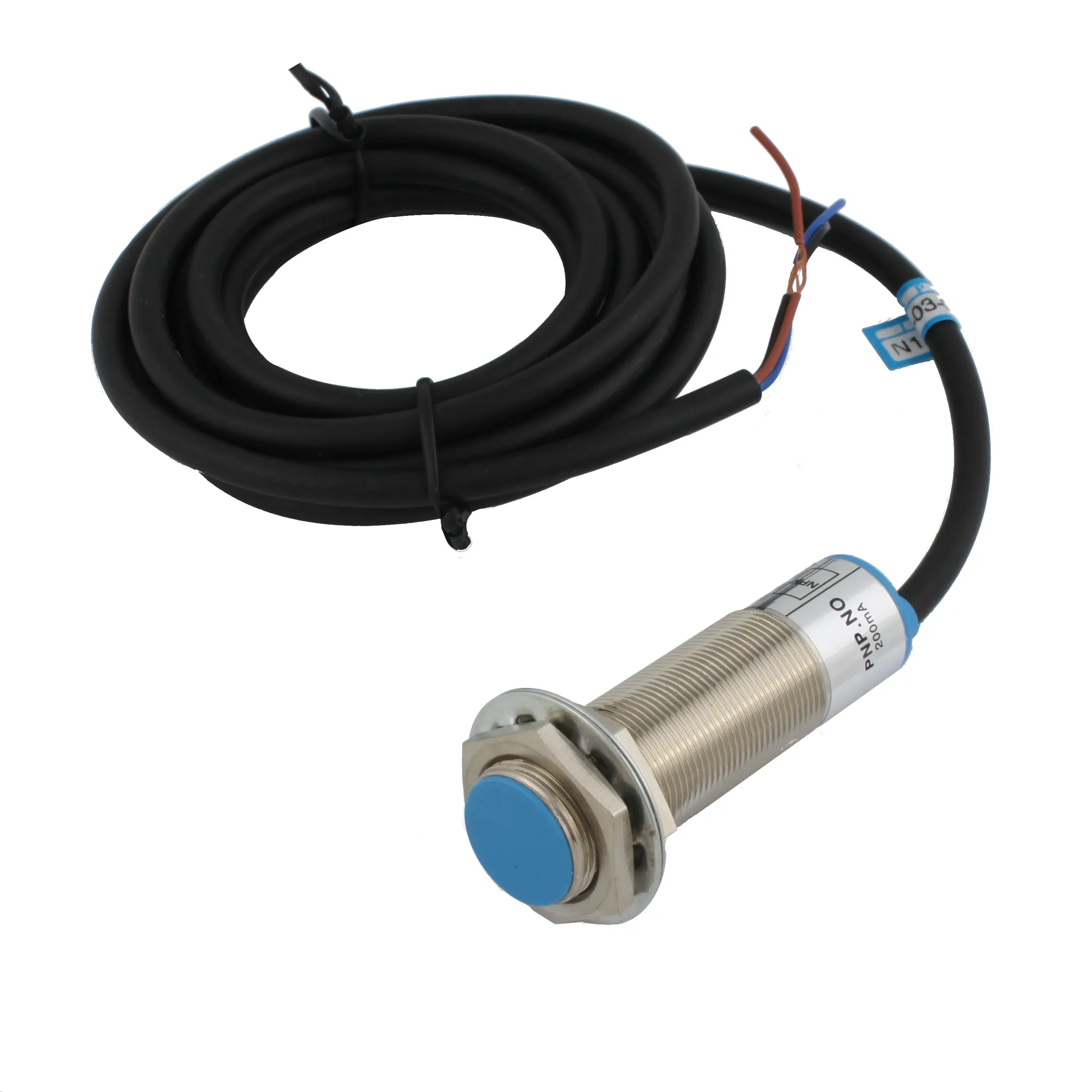 INNOCONT Индуктивный датчик, M18x1, L=73 мм, экранированный, зона срабатывания 5 мм, -25 +60 С, 12…24 VDC, IP65, выход: PNP NO, макс. ток 200 мА, кабель 2 м SL-18P5C