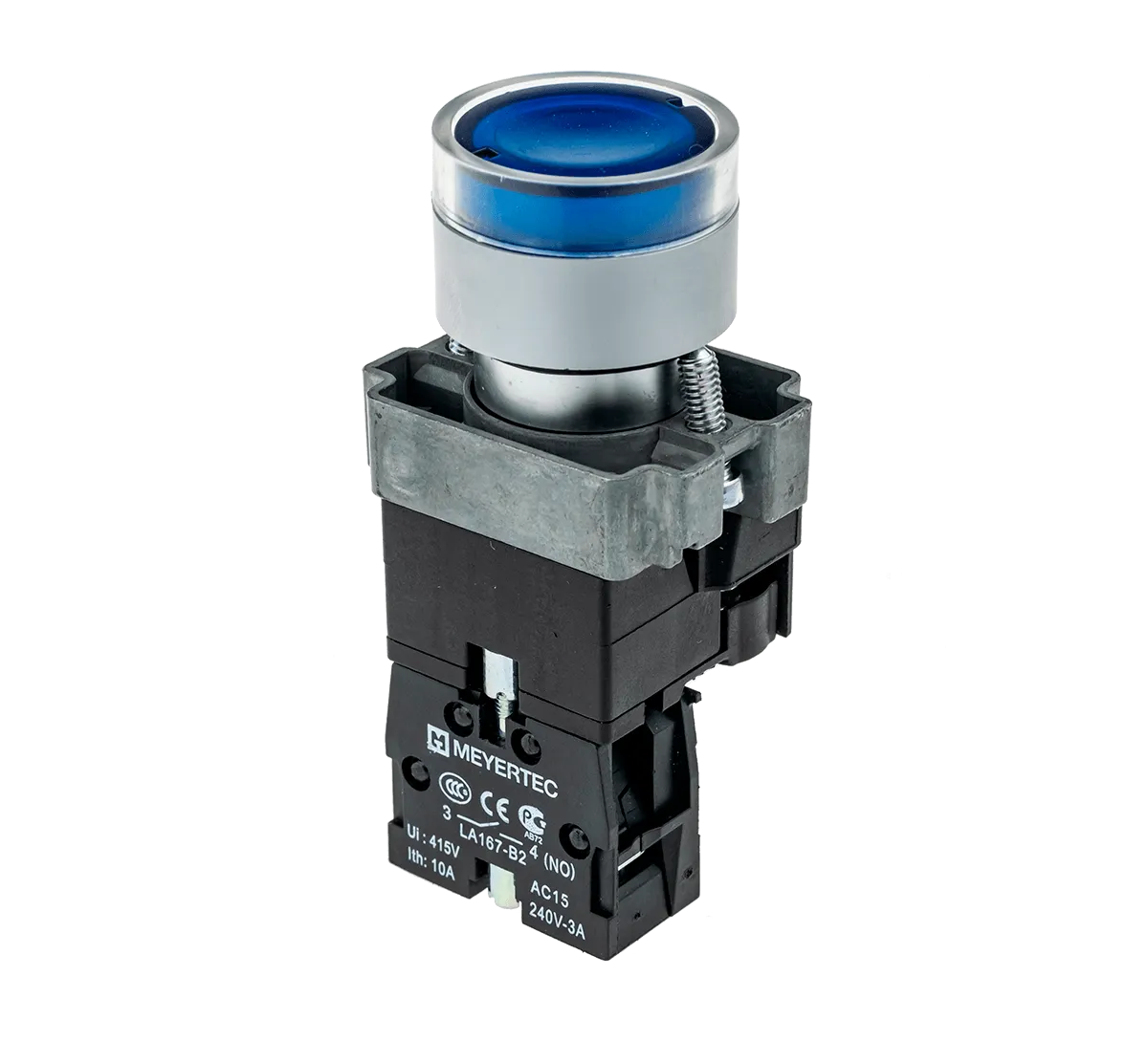 Кнопка с подсветкой синяя, 220V 1NO