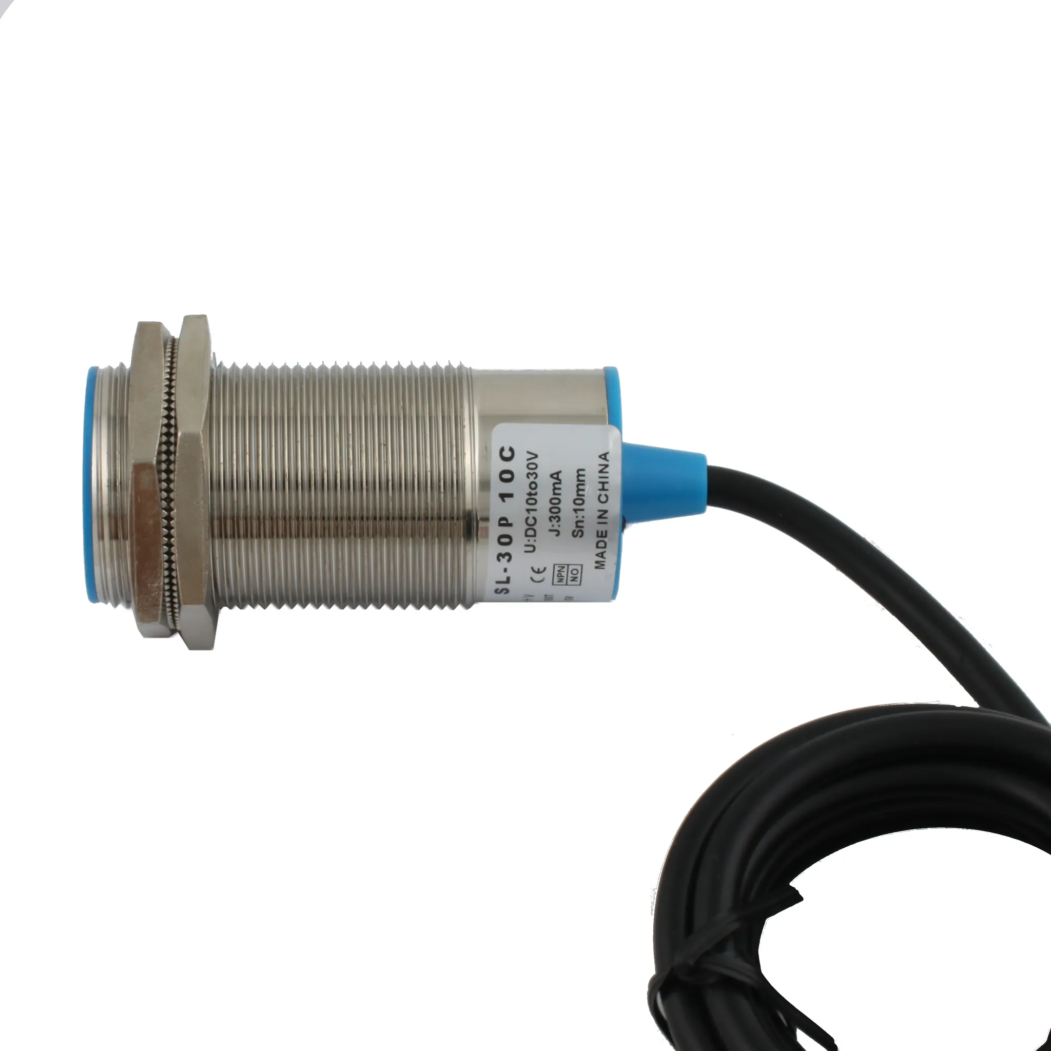 INNOCONT Индуктивный датчик, M30x1,5, L=78 мм, экранированный, зона срабатывания 10 мм, -25 +60 С, 12…24 VDC, IP65, выход: PNP NO, макс. ток 200 мА, кабель 2 м SL-30P10C