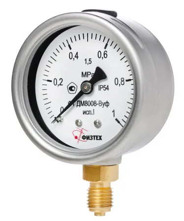 Вакуумметры, мановакуумметры, манометры виброустойчивые ДВ8008-ВУф, ДА8008-ВУф, ДМ8008-ВУф исп 1 (Диаметр: 63 мм)