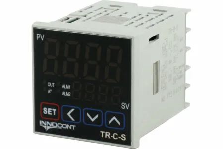 INNOCONT Температурный контроллер, 2 дисплея, 4 разряда, 48x48x60 мм, 2 аварийных выхода, 110-220VAC, выход: 4-20 мА + твердотельное реле TR-C-S