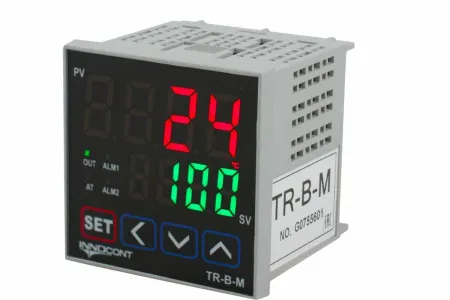 INNOCONT Температурный контроллер, 2 дисплея, 4 разряда, 72x72x60 мм, 2 аварийных выхода, 110-220VAC, выход: реле + твердотельное реле TR-B-M